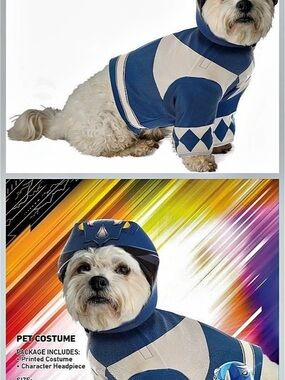 Power Rangers Pet Costume Blue & White Small NWT